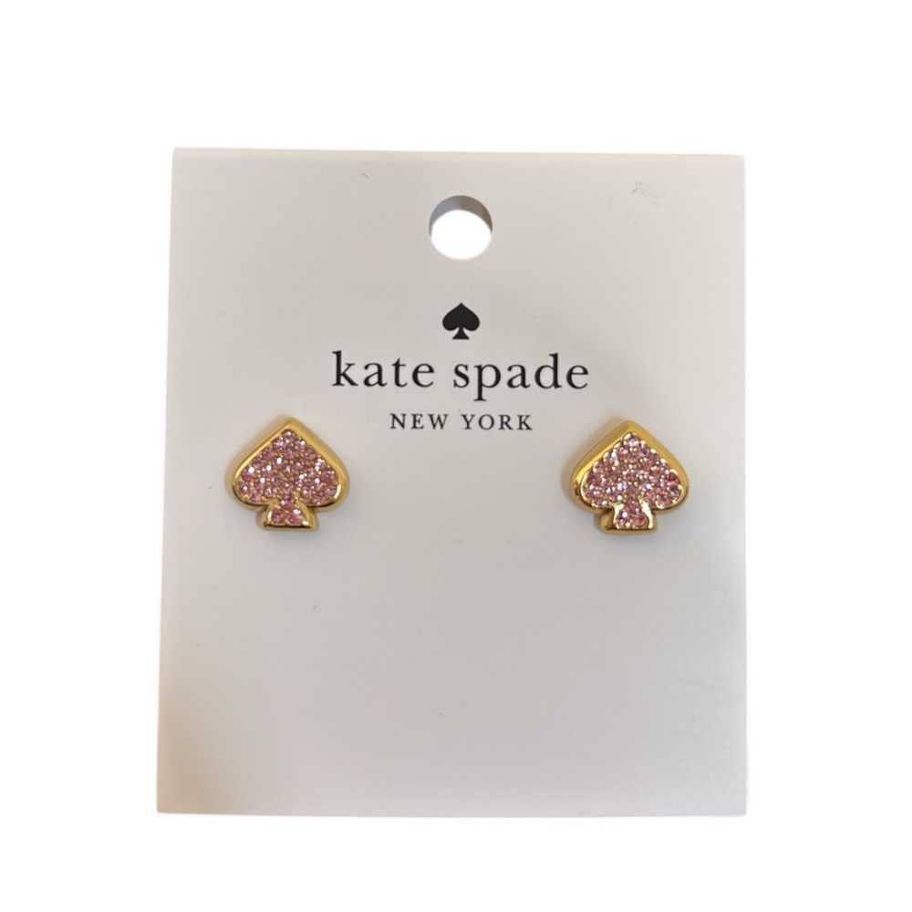 Kate Spade Gold and Pink Spade Stud Earrings NWT